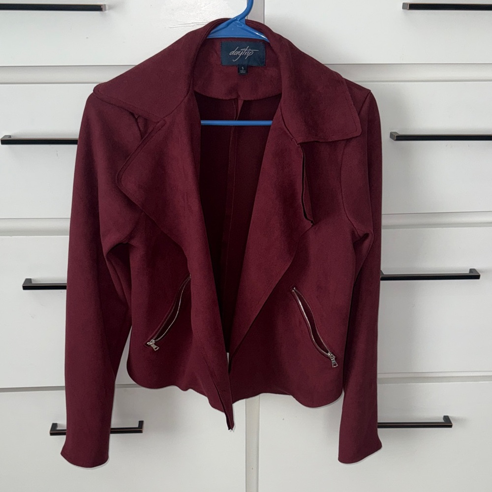 BKE Daytrip Maroon Women's Blazer with Zipper Details